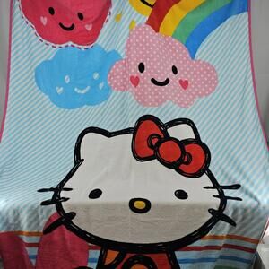 Hello Kitty Twin Super Soft Blanket 60”x90” Pastel Blue Throw “Clouds And Bows”